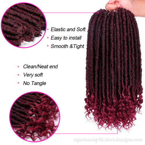 Wholesale kids goddess locs crochet hair curly ends pre-loop synthetic crochet braids twist braiding faux locs hair extensions